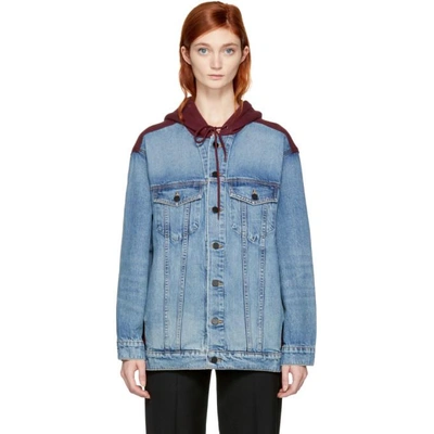 Shop Alexander Wang Indigo & Burgundy Denim Mix Daze Jacket