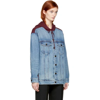 Shop Alexander Wang Indigo & Burgundy Denim Mix Daze Jacket