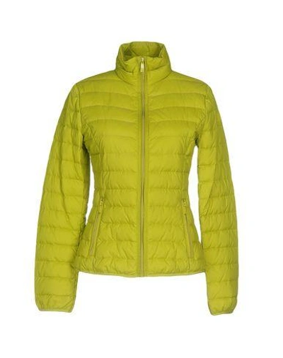 Shop Armani Jeans Down Jackets In Acid Green