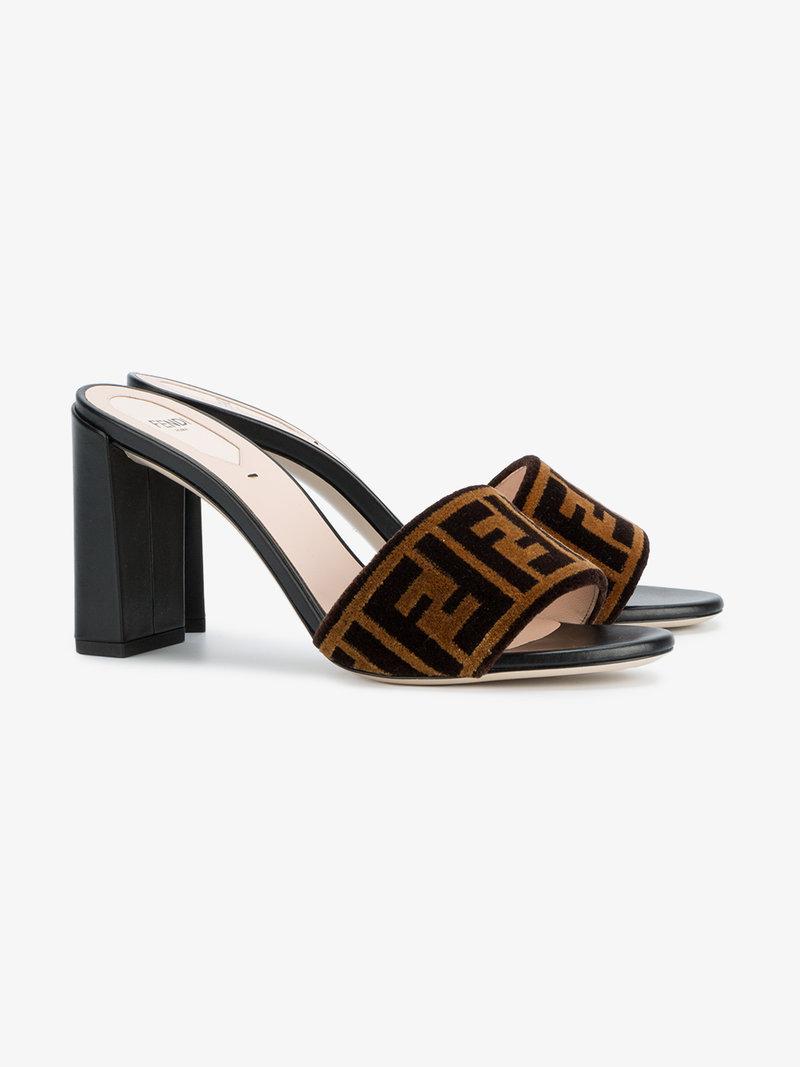 Fendi Sabots Sandals With Tapestry Logo 