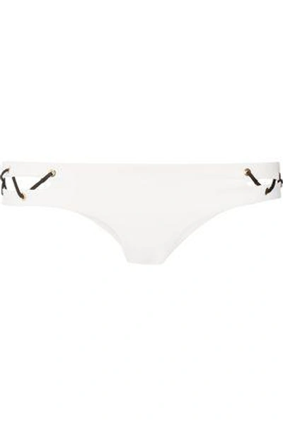 Shop Agent Provocateur Woman Lilah Embellished Cutout Bikini Briefs White
