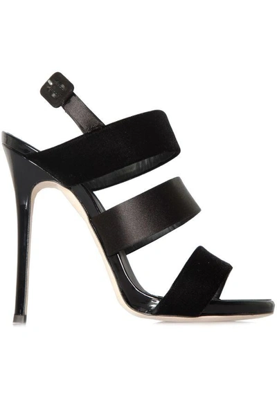 Shop Giuseppe Zanotti Black Velvet Strappy Sandals