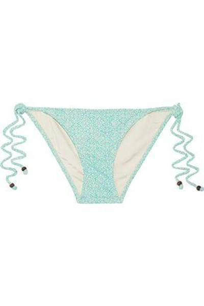 Shop Eberjey Havana Soul Eva Printed Low-rise Bikini Briefs In Turquoise