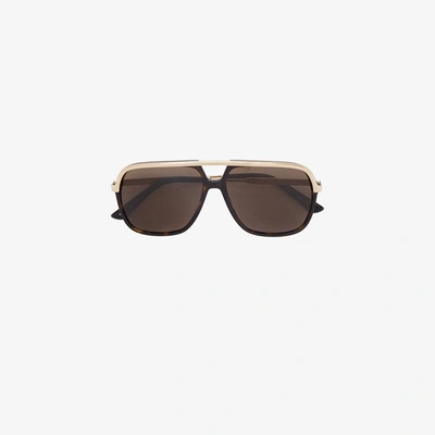 Shop Gucci Eyewear Pilotenbrille Mit Schildpattoptik In Brown