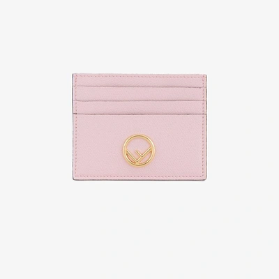 Shop Fendi Pink Leather Cardholder In Pink & Purple