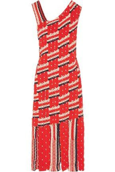 Shop Tabula Rasa Woman Anat Fringe-trimmed Macramé Cotton Dress Red