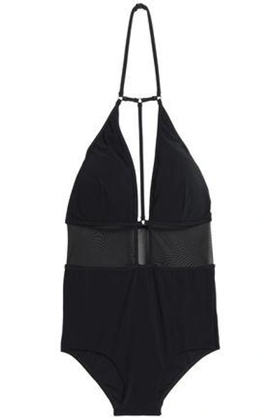 Shop Zimmermann Woman Henna Cutout Halterneck Swimsuit Black