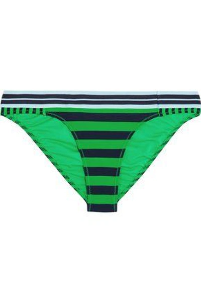 Shop Stella Mccartney Woman Striped Low-rise Bikini Briefs Green