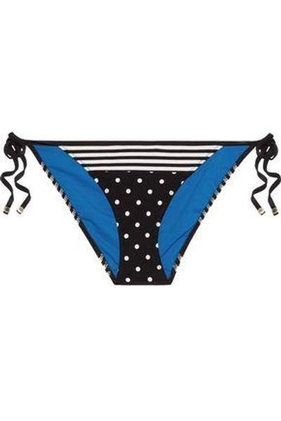 Shop Stella Mccartney Woman Low-rise Printed Bikini Bottoms Black