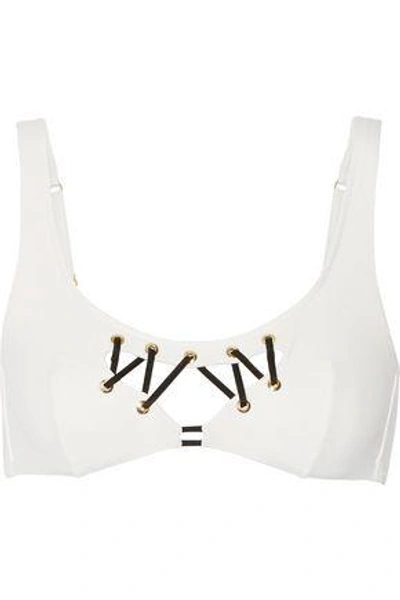 Shop Agent Provocateur Woman Lilah Embellished Cutout Bikini Top White