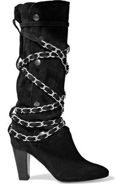 Shop Isabel Marant Woman Soono Chain-trimmed Suede Boots Black