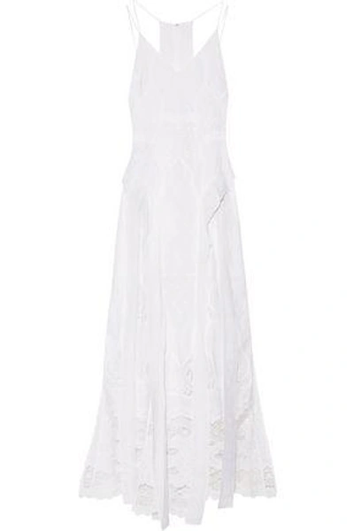 Shop Jonathan Simkhai Woman Crochet-paneled Embroidered Cotton-voile Gown White