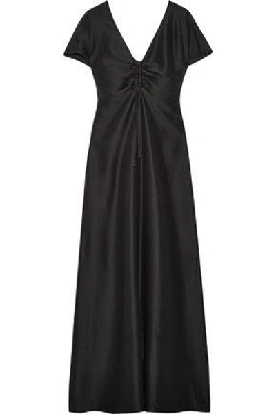 Shop Barbara Casasola Woman Silk Crepe De Chine Maxi Dress Black