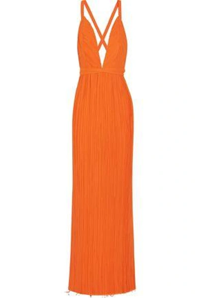 HAIDER ACKERMANN HAIDER ACKERMANN WOMAN PLISSÉ-GEORGETTE WRAP GOWN BRIGHT ORANGE 3074457345617301856