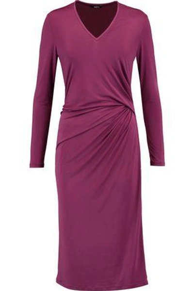 Shop Raoul Woman Gathered Stretch-satin Dress Plum