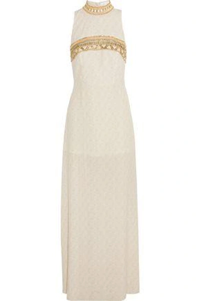 Shop Camilla Woman Bead And Sequin-embellished Printed Crepe Maxi Dress Ivory