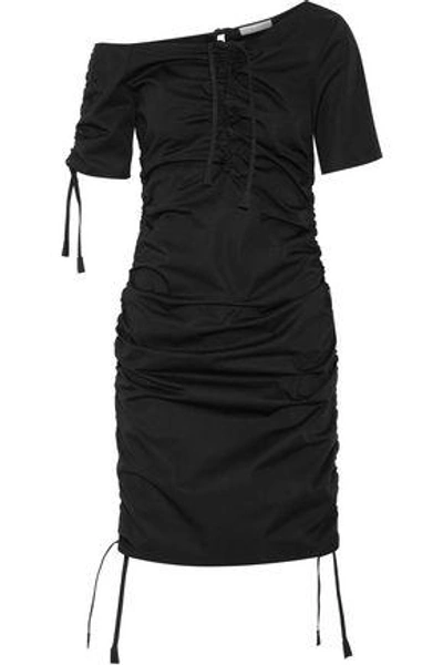 Shop Barbara Casasola Woman Ruched Cotton-gabardine Dress Black