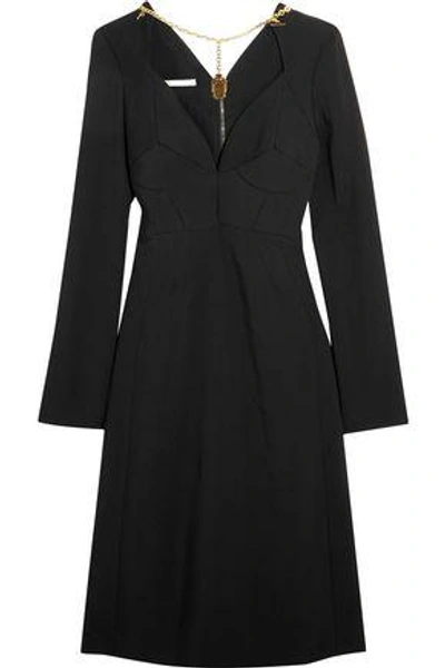 Shop Antonio Berardi Woman Chain-embellished Stretch-cady Dress Black