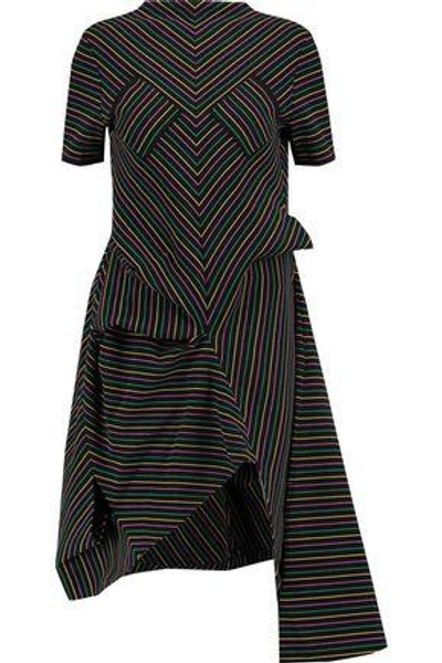 Shop Jw Anderson Woman Asymmetric Striped Cotton Dress Black