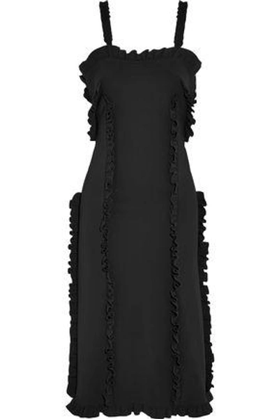 Shop Paskal Woman Ruffle-trimmed Stretch-crepe Dress Black