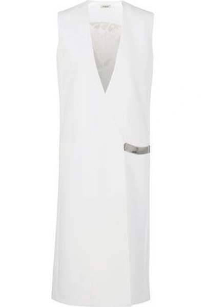 Shop Mugler Woman Wrap-effect Embellished Cady Vest White