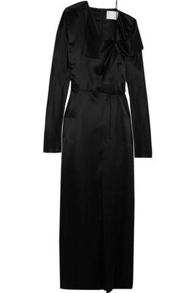 Shop Dion Lee Woman Wrap-effect Silk-satin Gown Black