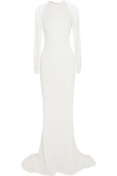 Shop Stella Mccartney Woman Embroidered Lace And Cady Gown White