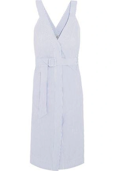 Shop Sea Woman Striped Cotton Midi Dress Sky Blue