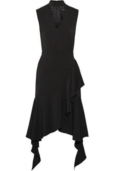 Shop Goen J Goen.j Woman Tie-back Cutout Ruffled Crepe Dress Black