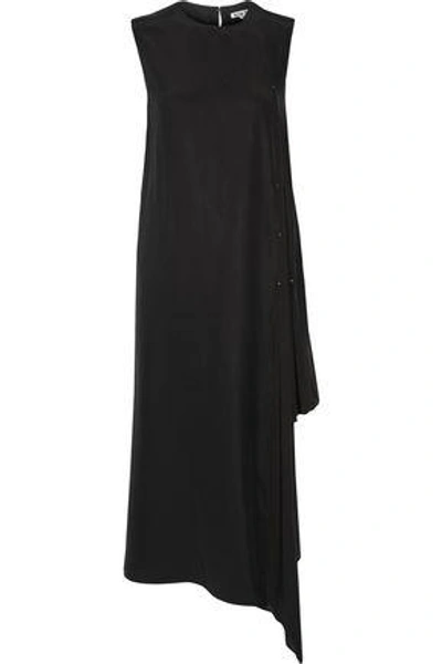 Shop Acne Studios Woman Smilla Chiffon-trimmed Silk-crepe Midi Dress Black