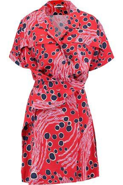 Shop Carven Woman Printed Crepe Mini Dress Red