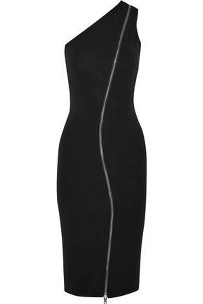 Shop Givenchy Woman One-shoulder Zip-detailed Stretch-jersey Dress Black