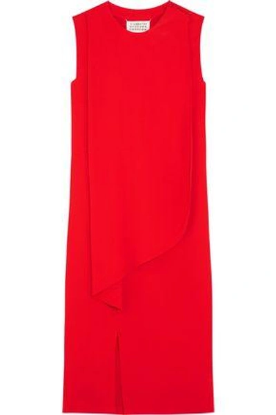 Shop Maison Margiela Woman Draped Crepe Dress Red