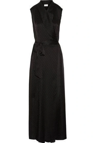 Shop Maison Margiela Satin-jacquard Wrap Maxi Dress In Black