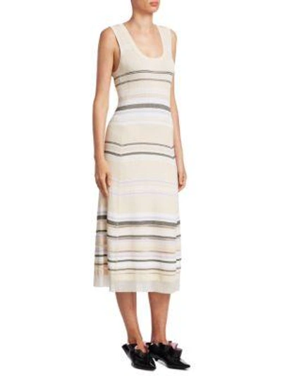 Shop Proenza Schouler Striped Scoopneck Dress In Ecru Multi