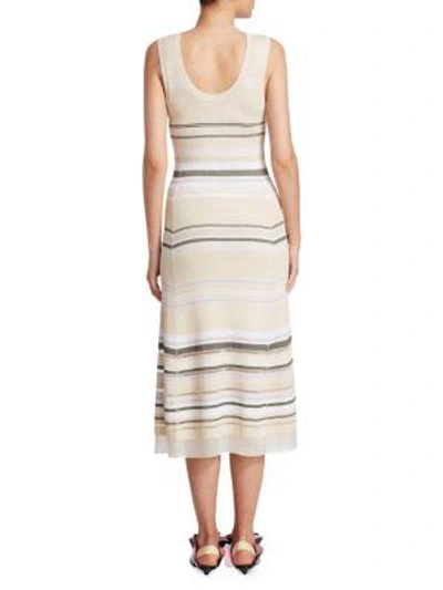 Shop Proenza Schouler Striped Scoopneck Dress In Ecru Multi