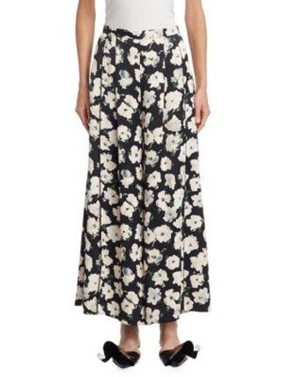 Shop Proenza Schouler Floral Wide Leg Pants In Black