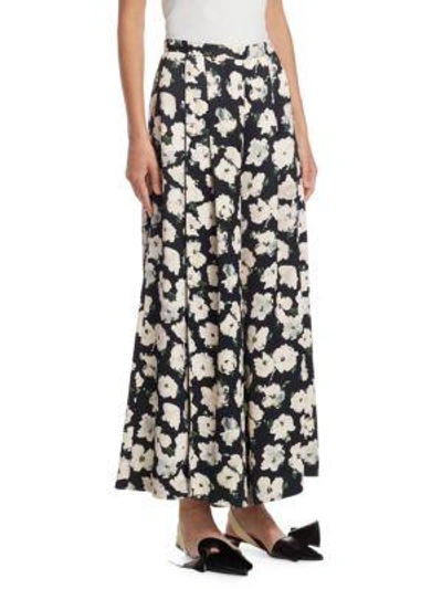 Shop Proenza Schouler Floral Wide Leg Pants In Black