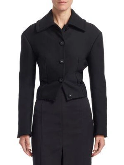 Shop Proenza Schouler Elasticized Button-front Jacket In Black