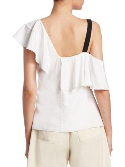 Shop Proenza Schouler One-shoulder Ruffle Top In Off White