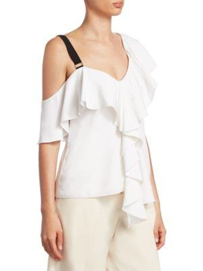 Shop Proenza Schouler One-shoulder Ruffle Top In Off White