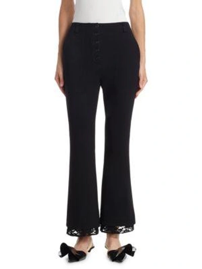 Shop Proenza Schouler Lace-trim Flared Pants In Black