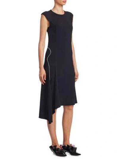 Shop Proenza Schouler Cap-sleeve Asymmetric Dress In Black