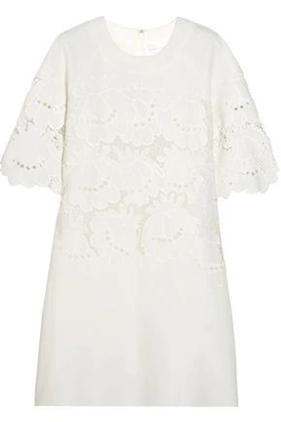 Shop Victoria Victoria Beckham Victoria, Victoria Beckham Woman Broderie Anglaise Stretch-cady Mini Dress Ivory