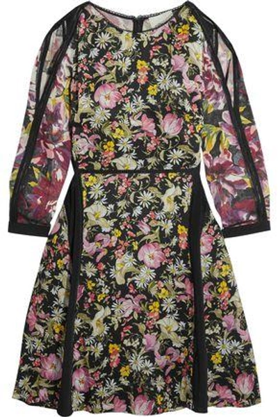 Shop 3.1 Phillip Lim / フィリップ リム Woman Cold-shoulder Floral-print Silk Dress Black
