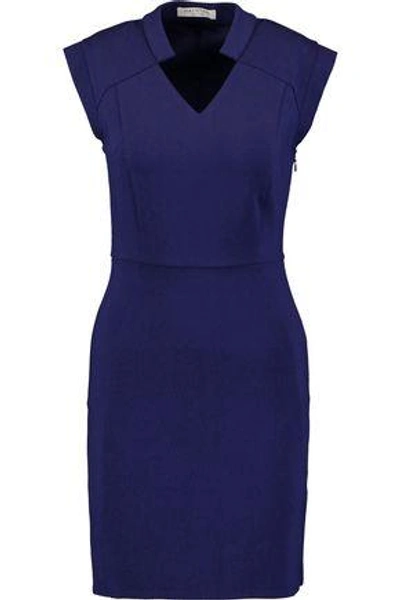 Shop Halston Heritage Woman Stretch-ponte Mini Dress Blue