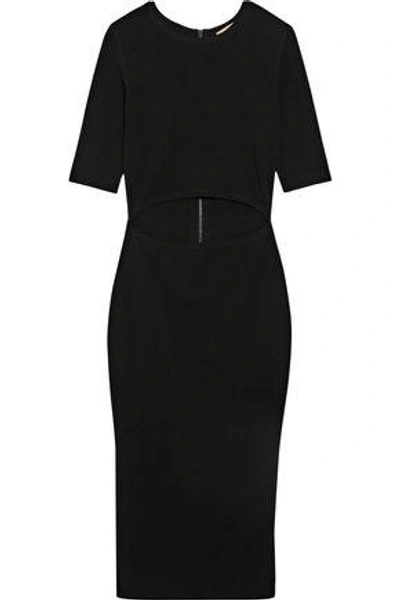 Shop Michael Kors Woman Cutout Stretch-knit Dress Black
