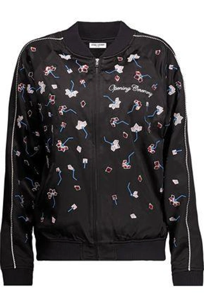 Shop Opening Ceremony Woman Embellished Silk-satin Bomber Jacket Black