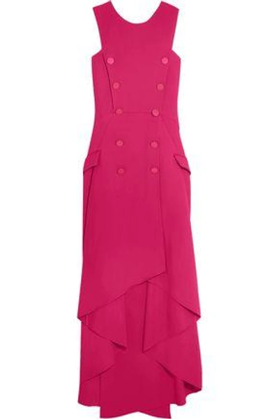 Shop Antonio Berardi Woman Double-breasted Asymmetric Stretch-cady Midi Dress Pink