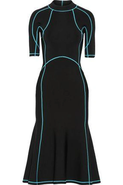 Shop Alexander Wang Woman Lace-up Stretch-knit Midi Dress Black
